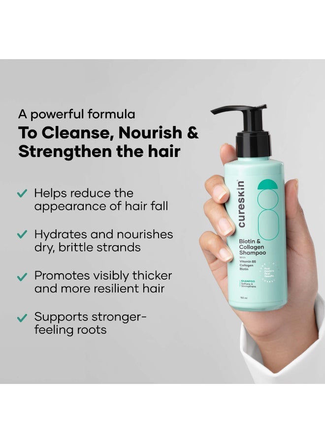 Cureskin Biotin & Collagen Vitamin B5 Glycolipids Shampoo: Strengthen Hair, Reduce Hairfall & Repair Damage (150 ml) - Image 3